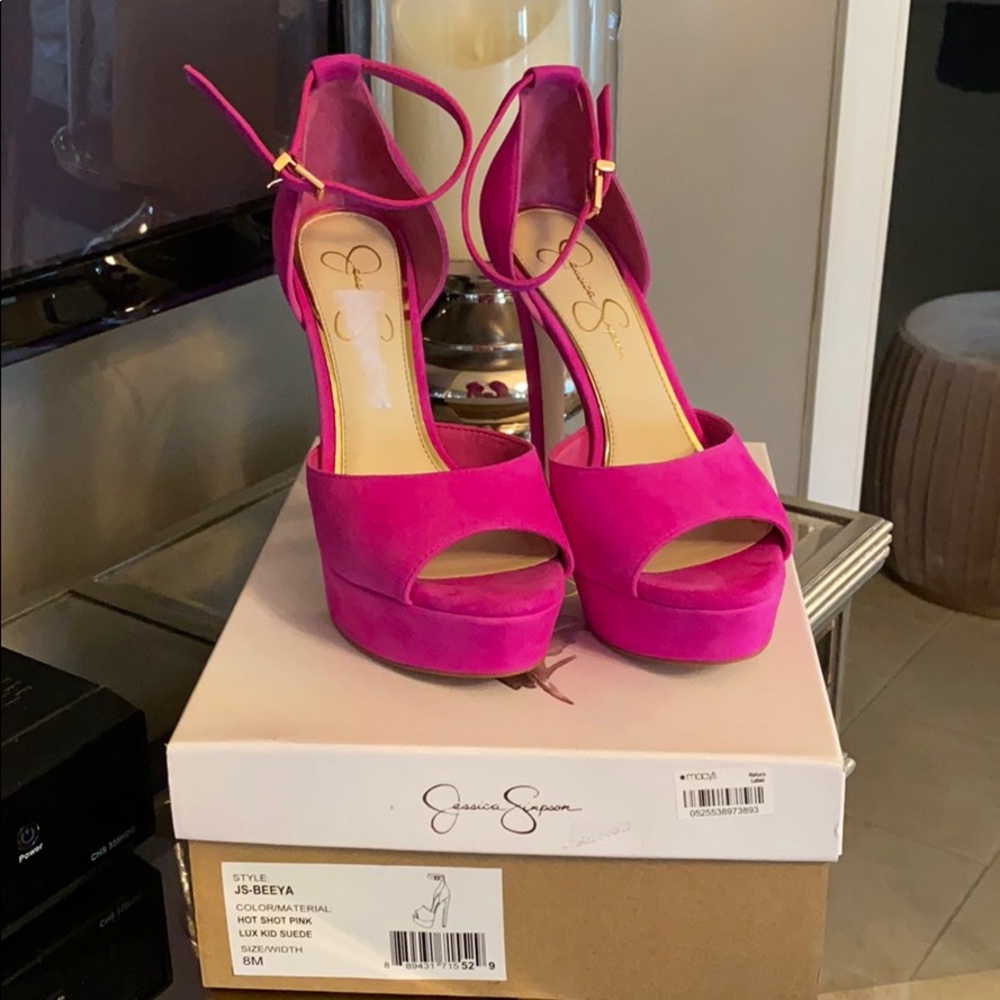 Jessica Simpson Hot Pink Suede Heels Pumps size 8M